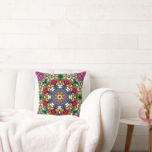Groovy Funky Flower Power Throw Pillow