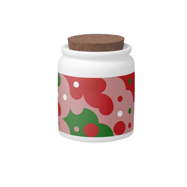 Groovy Funky Mod Retro Christmas Pattern Candy Jar (Front)