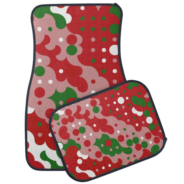 Groovy Funky Mod Retro Christmas Pattern Car Floor Mat (Set)
