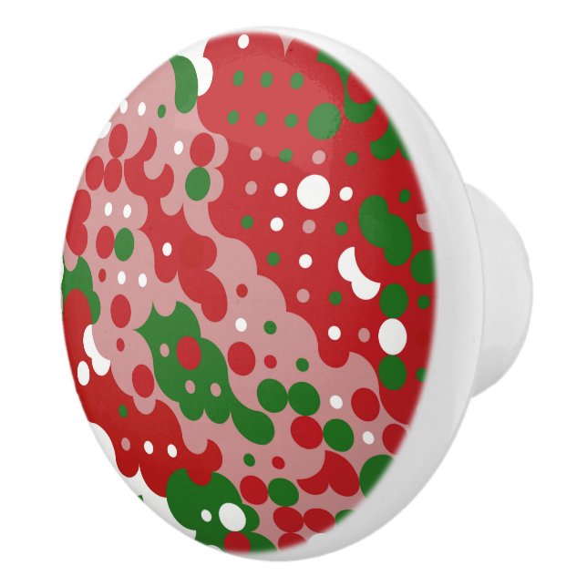 Groovy Funky Mod Retro Christmas Pattern Ceramic Knob (Right)
