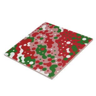 Groovy Funky Mod Retro Christmas Pattern Ceramic Tile