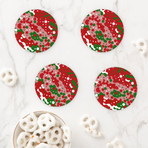 Groovy Funky Mod Retro Christmas Pattern Coaster Set