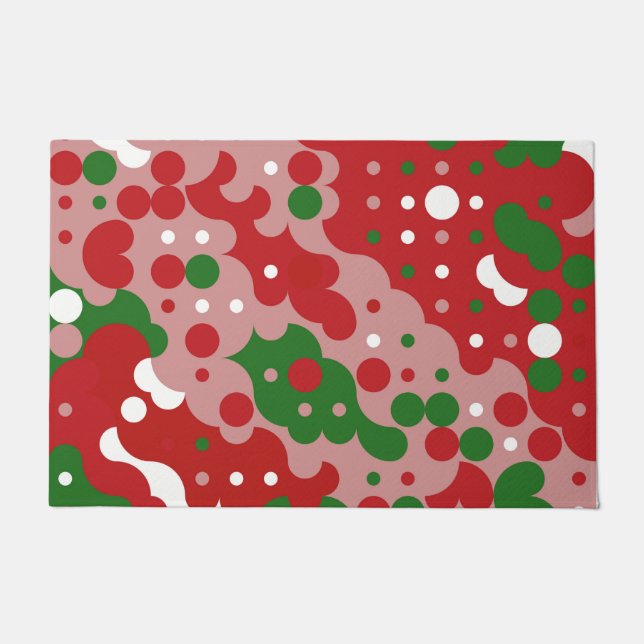 Groovy Funky Mod Retro Christmas Pattern Doormat (Front)