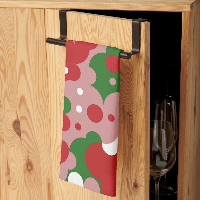Groovy Funky Mod Retro Christmas Pattern Kitchen Towel (Thirds Fold)