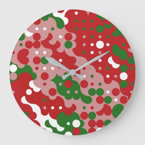 Groovy Funky Mod Retro Christmas Pattern Large Clock