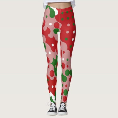 Groovy Funky Mod Retro Christmas Pattern Leggings