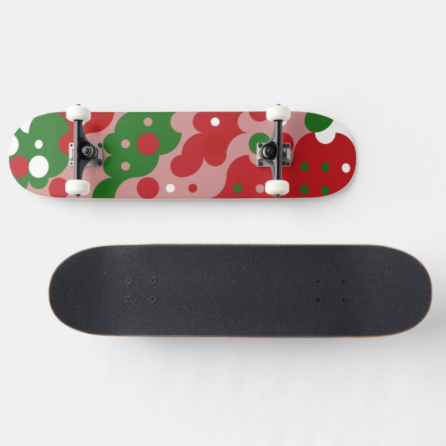 Groovy Funky Mod Retro Christmas Pattern Skateboard (Horz)