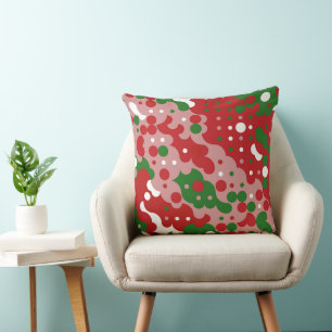 Groovy Funky Mod Retro Christmas Pattern Throw Pillow
