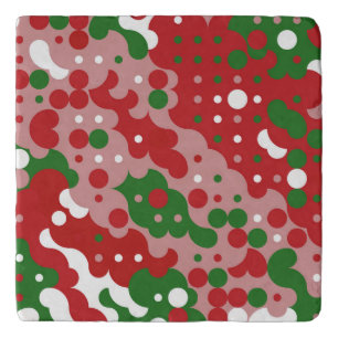 Groovy Funky Mod Retro Christmas Pattern  Trivet