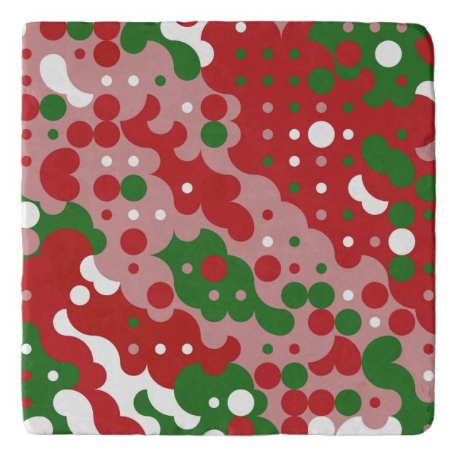 Groovy Funky Mod Retro Christmas Pattern  Trivet (Front)