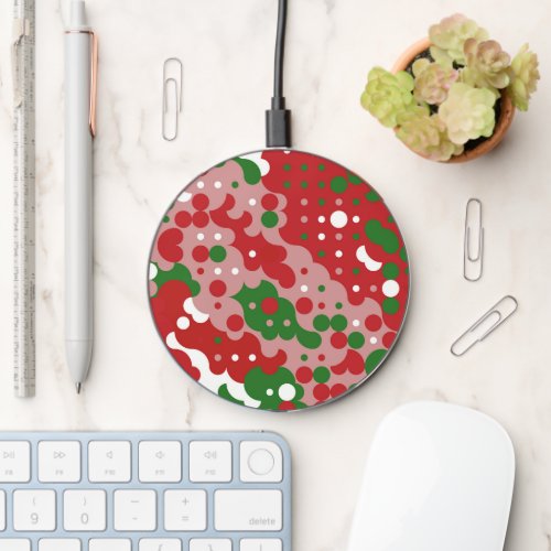 Groovy Funky Mod Retro Christmas Pattern Wireless Charger