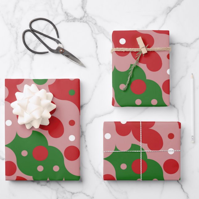 Groovy Funky Mod Retro Christmas Pattern Wrapping Paper Sheets (Front)