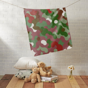 Groovy Funky Retro Boho Red and Green Christmas Baby Blanket