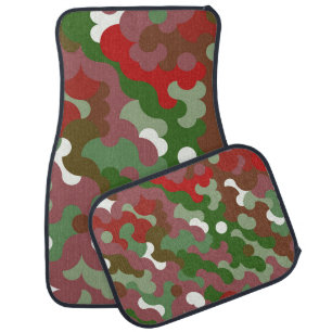 Groovy Funky Retro Boho Red and Green Christmas Car Floor Mat