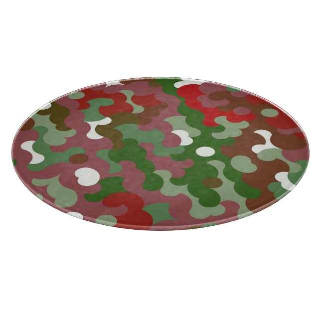 Groovy Funky Retro Boho Red and Green Christmas Cutting Board (Corner)