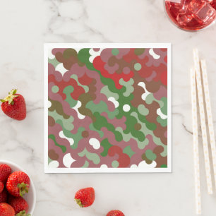 Groovy Funky Retro Boho Red and Green Christmas Napkins