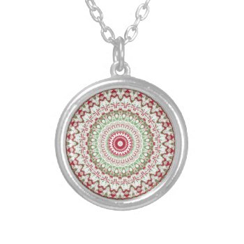 Groovy Funky Tie Dye Christmas Boho Hippie Mandala Silver Plated Necklace by AudaciousAccessories at Zazzle