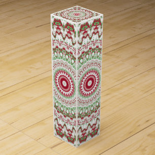 Groovy Funky Tie Dye Christmas Boho Hippie Mandala Wine Box