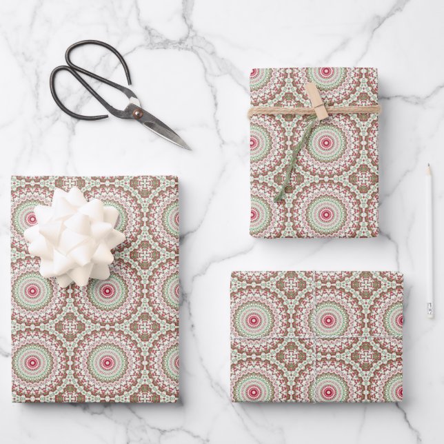 Groovy Funky Tie Dye Christmas Boho Hippie Mandala Wrapping Paper Sheets (Front)