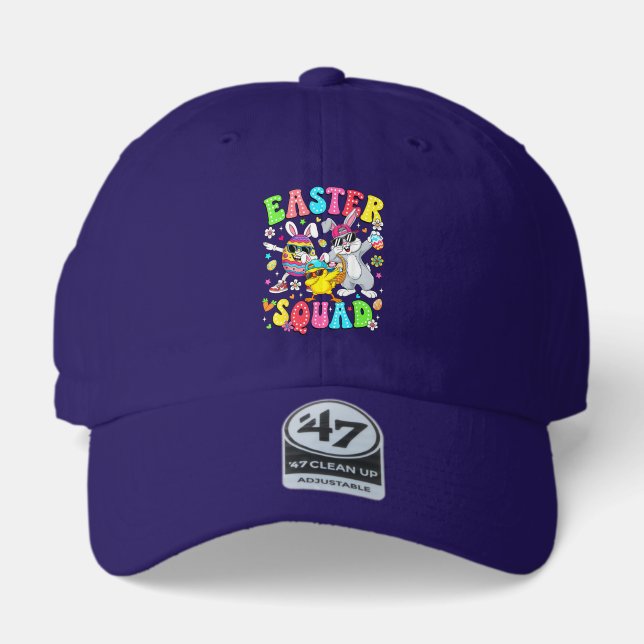 Groovy Funny Rabbit Egg Chick Easter Squad Day Men 47 Brand Hat (Front)