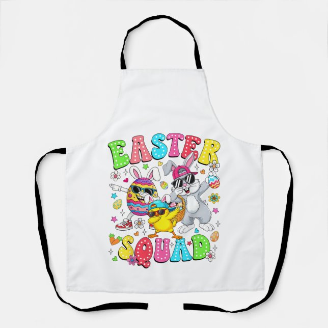 Groovy Funny Rabbit Egg Chick Easter Squad Day Men Apron (Front)