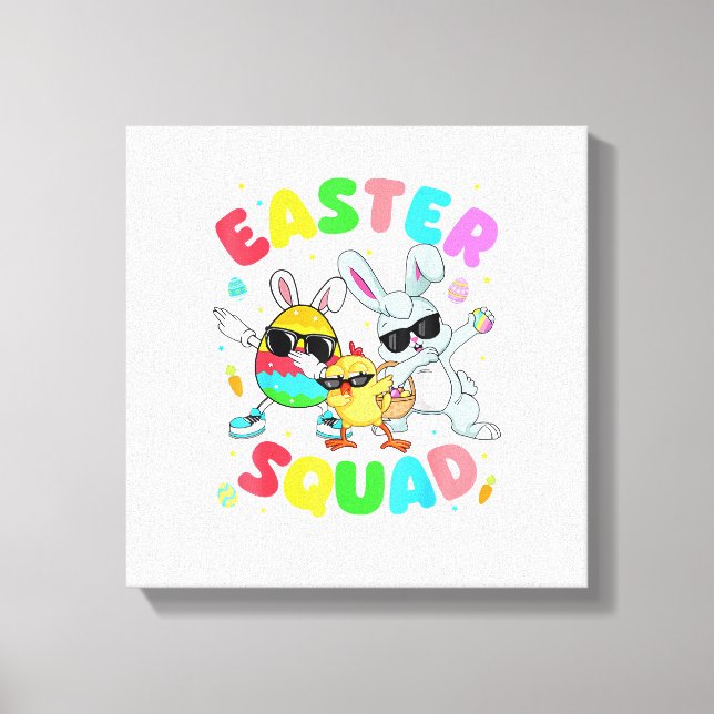 Groovy Funny Rabbit Egg Chick Easter Squad Day Men Canvas Print (Front)