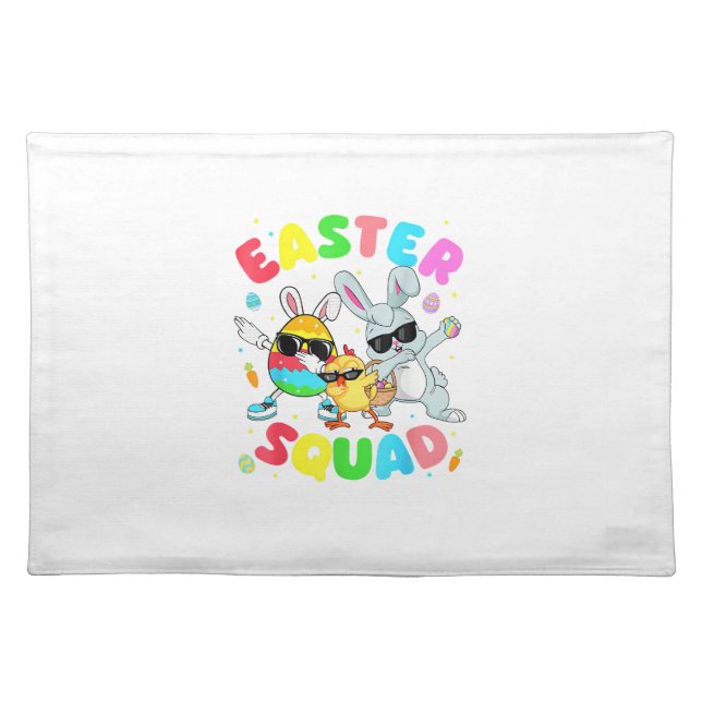 Groovy Funny Rabbit Egg Chick Easter Squad Day Men Cloth Placemat (Front)