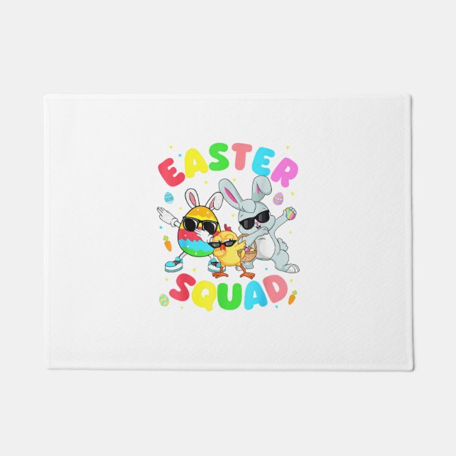 Groovy Funny Rabbit Egg Chick Easter Squad Day Men Doormat (Front)