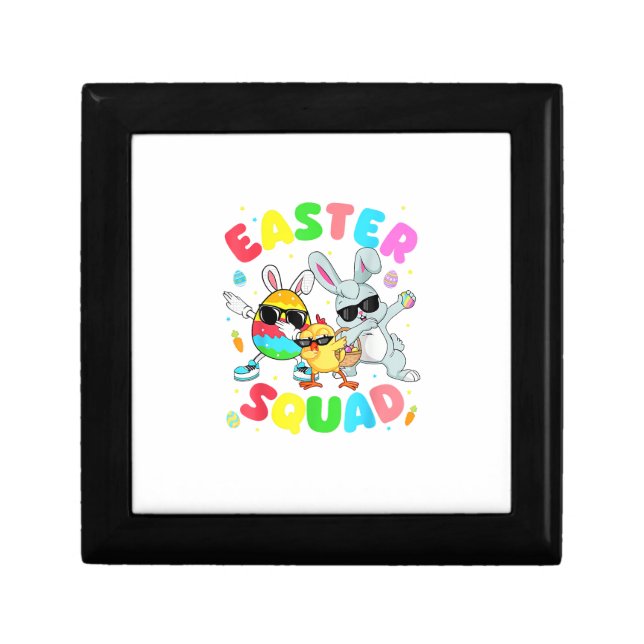 Groovy Funny Rabbit Egg Chick Easter Squad Day Men Gift Box (Front)