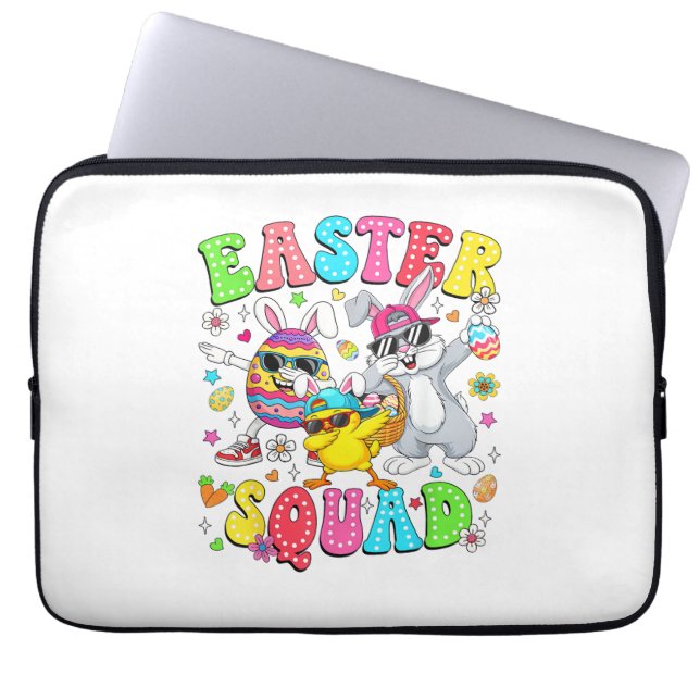 Groovy Funny Rabbit Egg Chick Easter Squad Day Men Laptop Sleeve (Front)