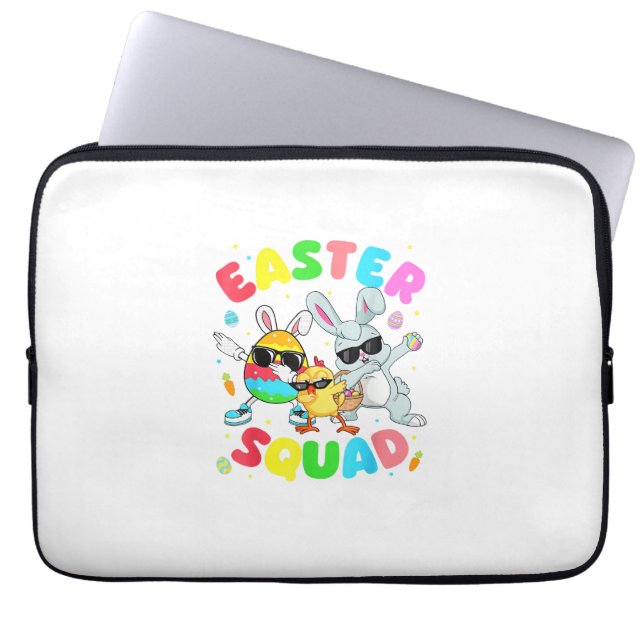 Groovy Funny Rabbit Egg Chick Easter Squad Day Men Laptop Sleeve (Front)