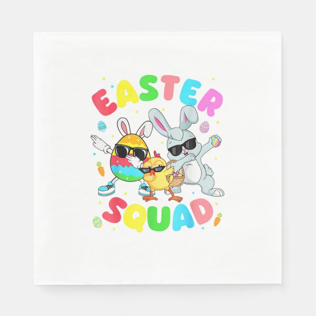 Groovy Funny Rabbit Egg Chick Easter Squad Day Men Napkins (Front)