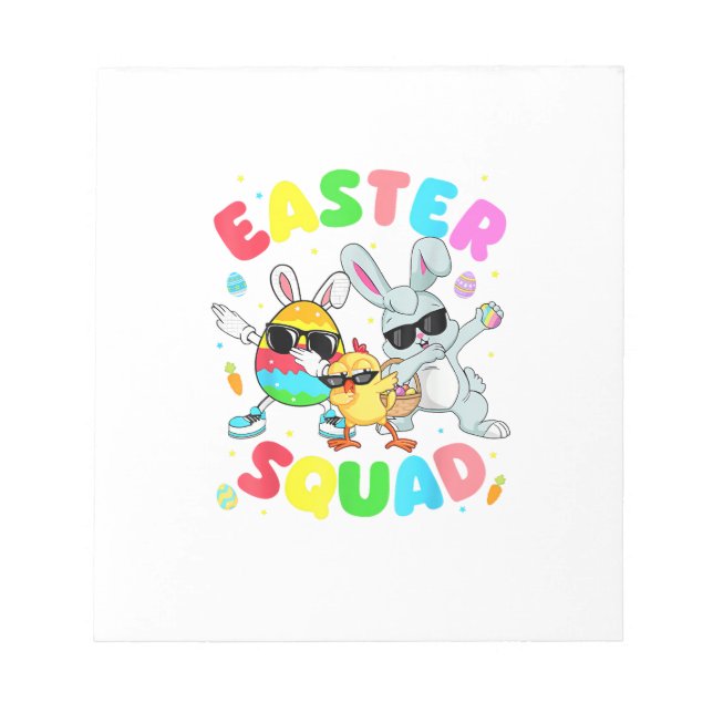 Groovy Funny Rabbit Egg Chick Easter Squad Day Men Notepad (Front)