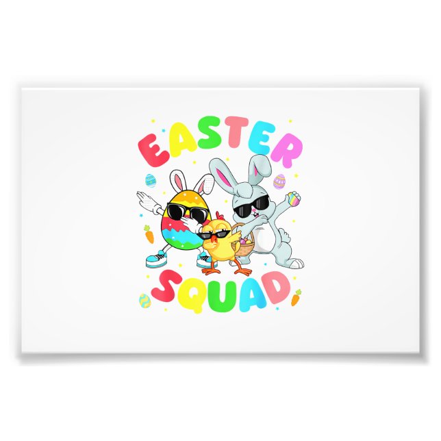 Groovy Funny Rabbit Egg Chick Easter Squad Day Men Photo Print (Front)
