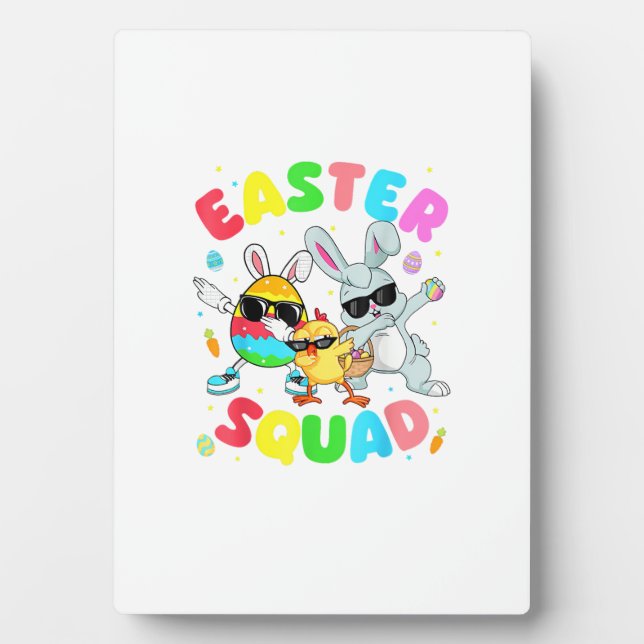 Groovy Funny Rabbit Egg Chick Easter Squad Day Men Plaque (Front)