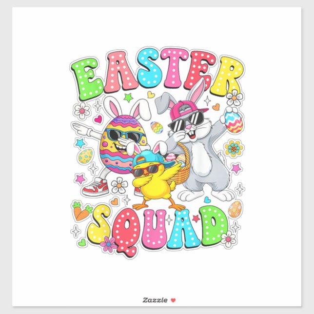 Groovy Funny Rabbit Egg Chick Easter Squad Day Men Sticker (Sheet)