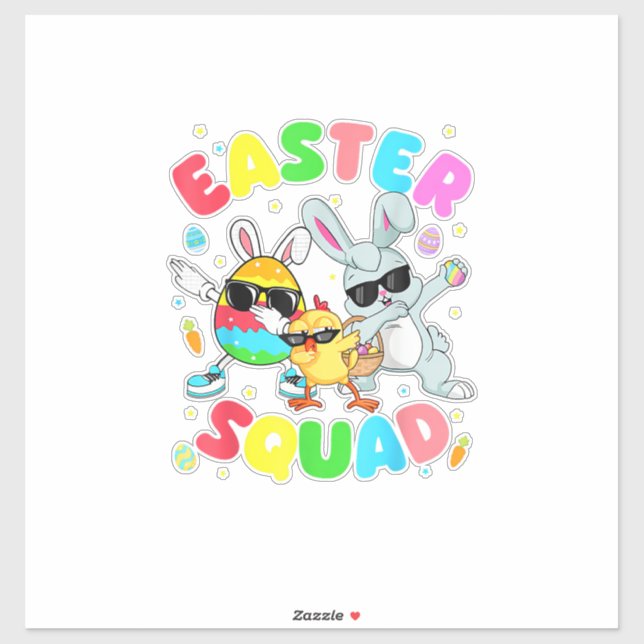 Groovy Funny Rabbit Egg Chick Easter Squad Day Men Sticker (Sheet)