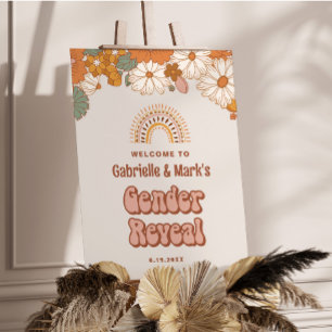 Groovy Gender Reveal Welcome Sign