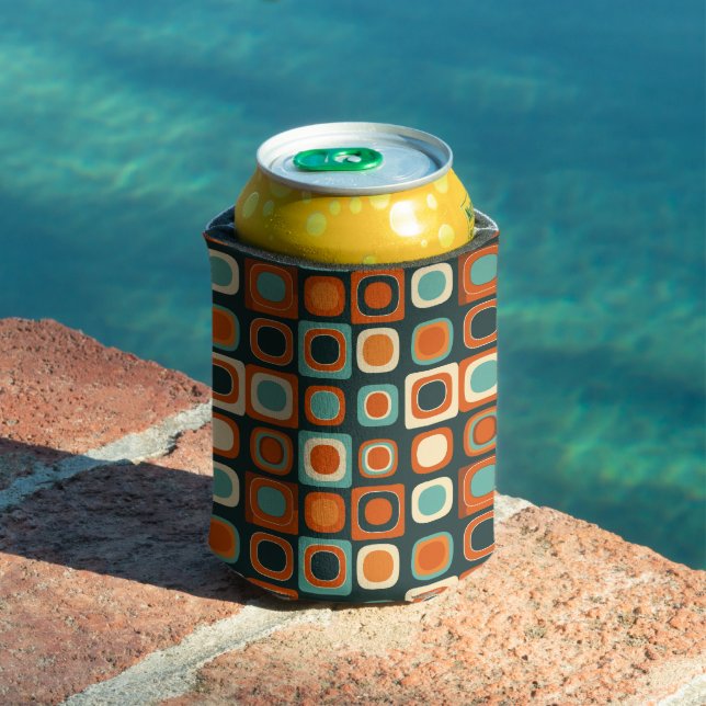 Groovy Geometric Boho Retro Bohemian Colorful Can Cooler (In Situ Pool)