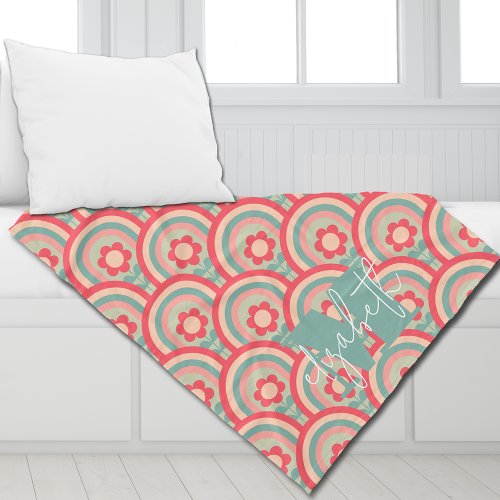 Groovy Geometric Floral Fleece Blanket