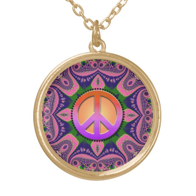 Groovy Geometry Peace Sign Necklace (Front)