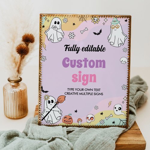 Groovy Ghost Birthday Party Table Sign