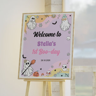 Groovy Ghost Birthday Welcome Sign