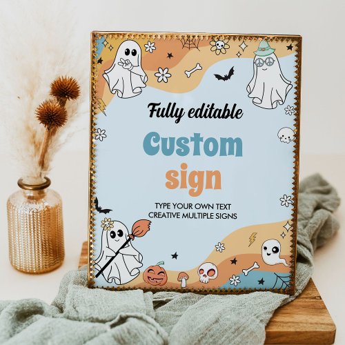 Groovy Ghost Boo Birthday Party Table Sign