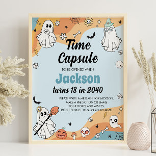 Groovy Ghost Boo Birthday Time Capsule Sign