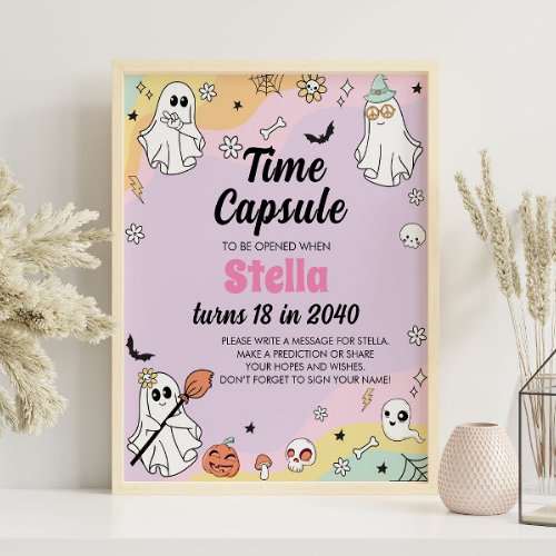 Groovy Ghost Boo Birthday Time Capsule Sign