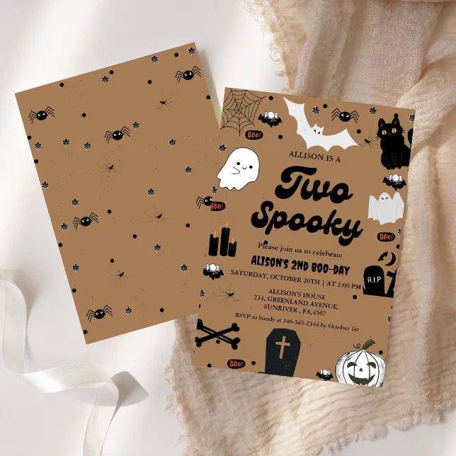 Groovy Ghost Halloween Two Spooky 2nd Birthday Invitation | Zazzle