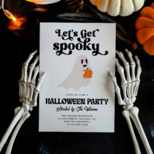 Groovy Ghost Let's Get Spooky Halloween Invitation