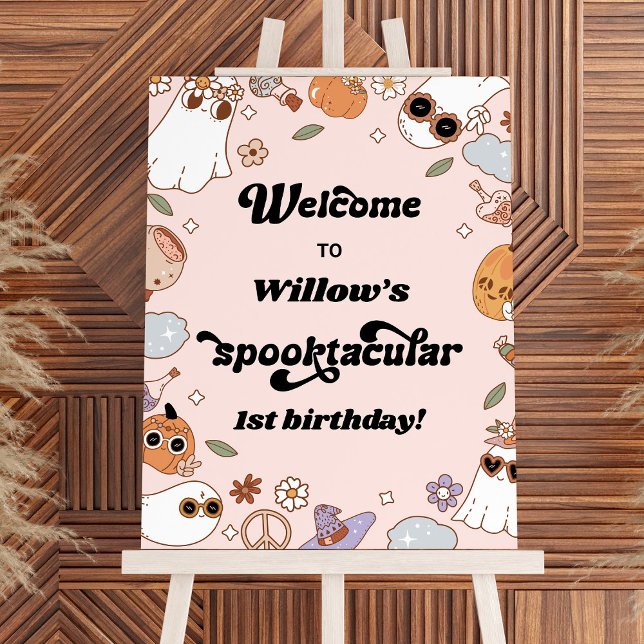 Groovy Ghost Pink Halloween Birthday Welcome Foam Board (Creator Uploaded)
