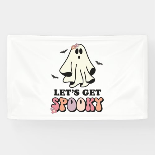 groovy Ghost retro Halloween Birthday Banner
